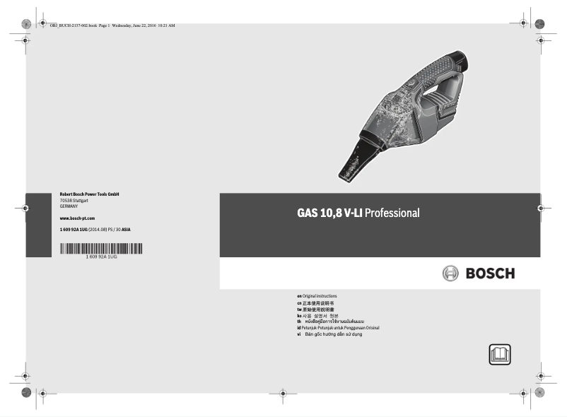 Page 1 de la notice Manuel utilisateur Bosch GAS 10,8 V-LI Professional