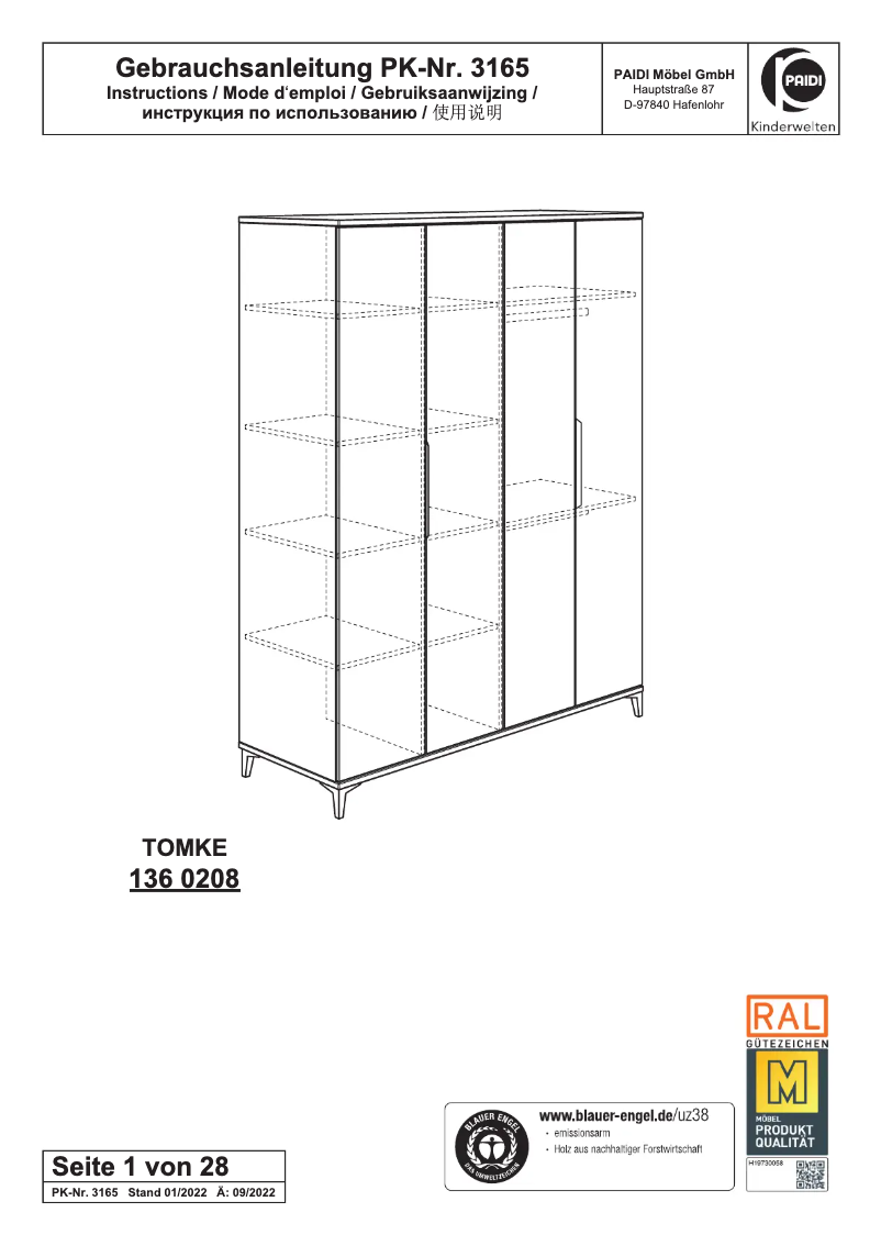 Image de la première page du manuel de l'appareil Tomke