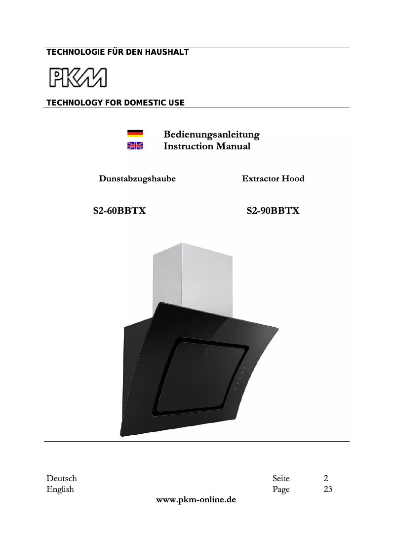 Page 1 de la notice Manuel utilisateur PKM S2-90BBTX