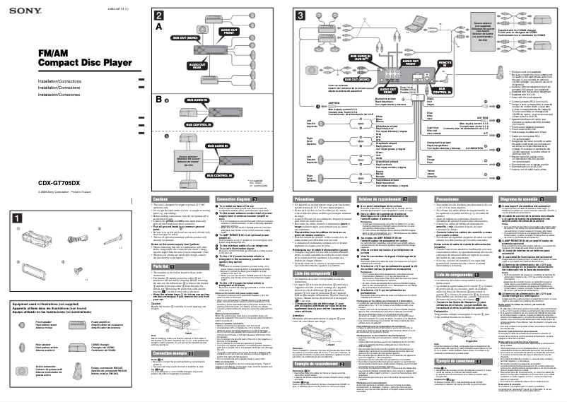 Image de la première page du manuel de l'appareil CDX-GT705DX