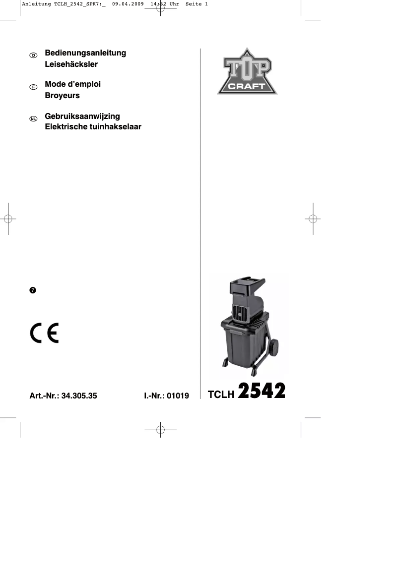 Image de la première page du manuel de l'appareil TCLH 2542