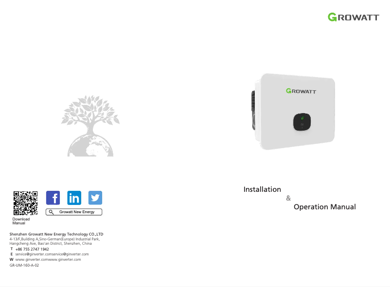 Page 1 de la notice Manuel utilisateur Growatt MID 17-22KTL3-X