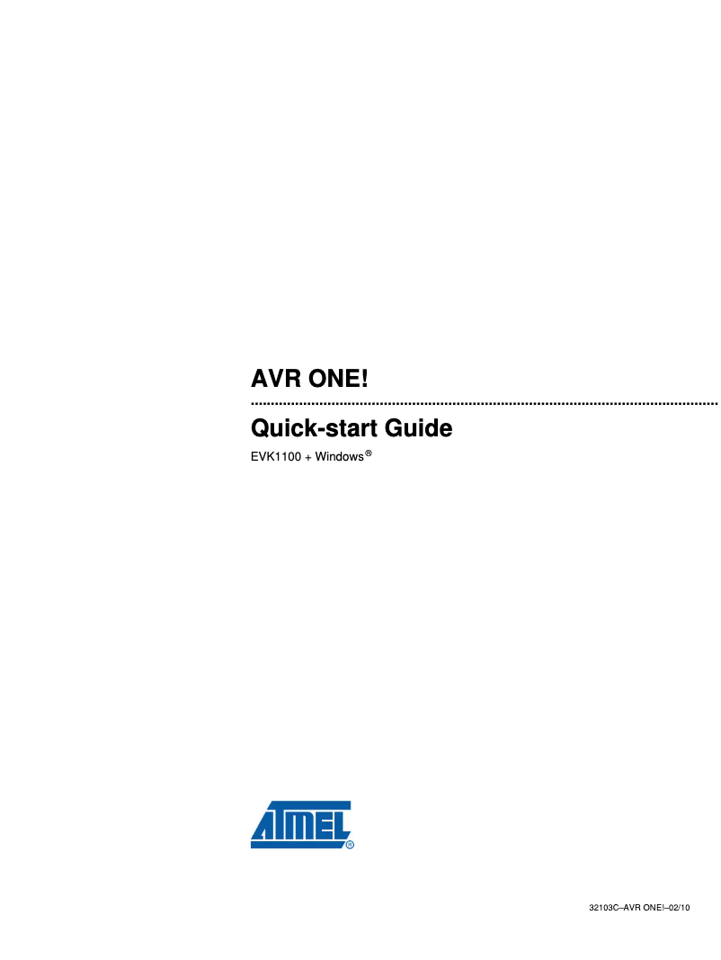 Page n°1 - Manuel utilisateur Atmel AVR ONE!