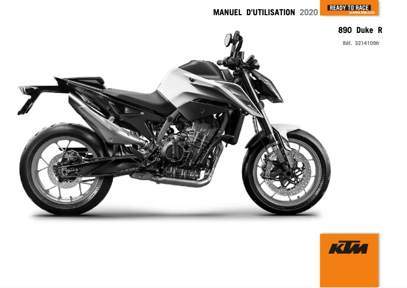 Page 1 de la notice Manuel utilisateur KTM 890 Duke R (2020)