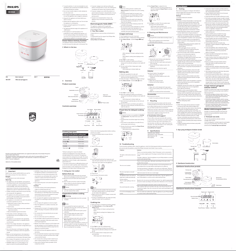 Page 1 de la notice Manuel utilisateur Philips HD3064