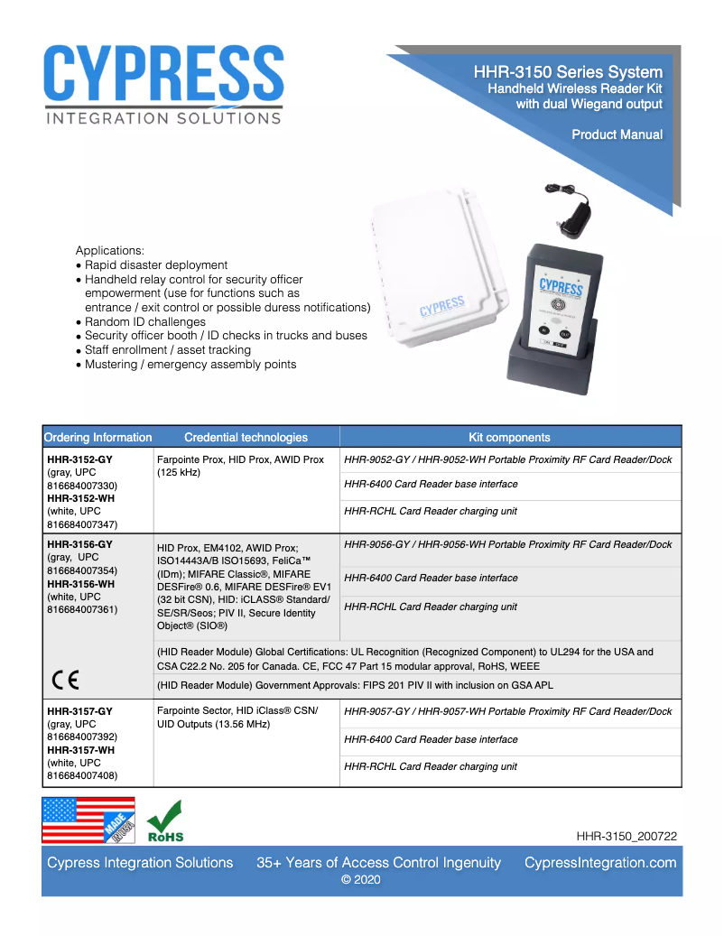 Page n°1 - Manuel utilisateur Cypress HHR-3152