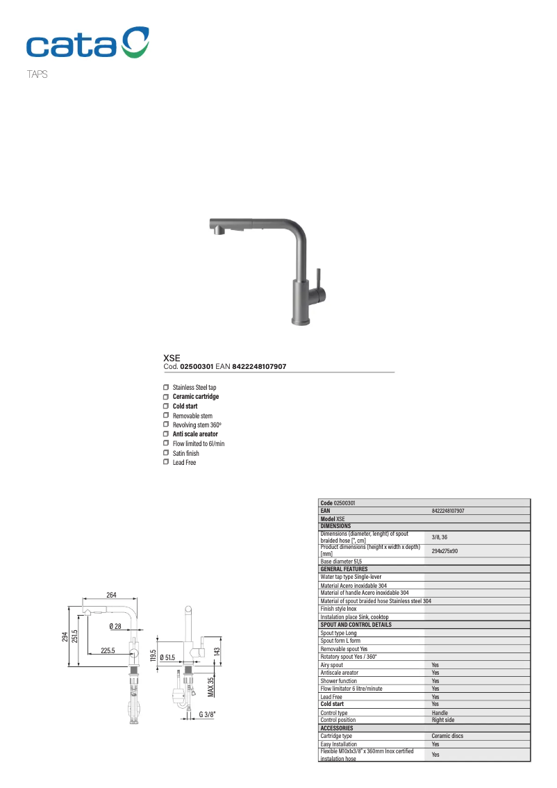 Page 1 de la notice Manuel utilisateur CATA XSE