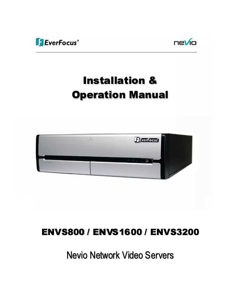 Page n°1 - Manuel utilisateur EverFocus ENVS800