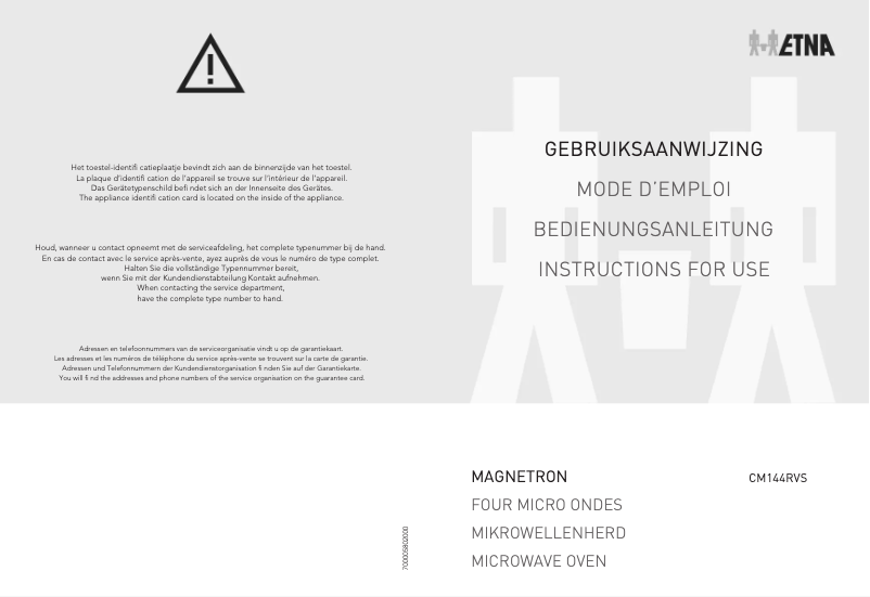 Page 1 de la notice Manuel utilisateur Etna CM144RVS