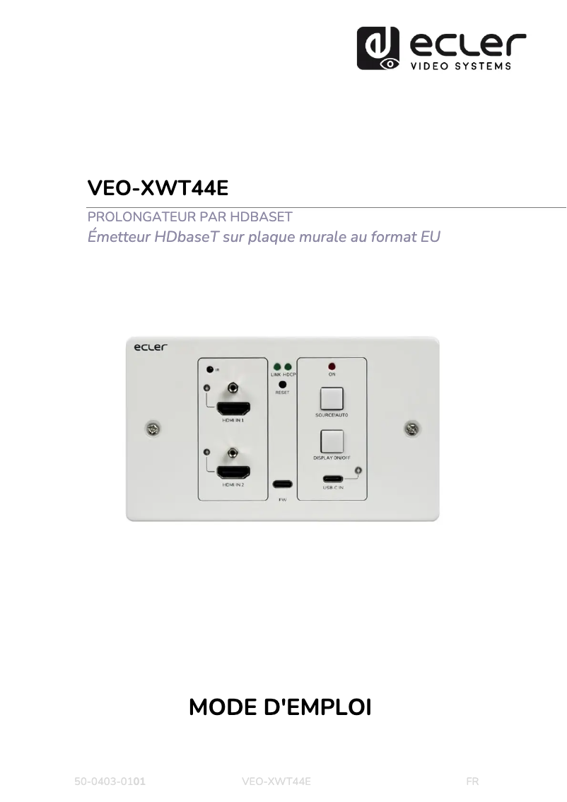 Page 1 de la notice Manuel utilisateur Ecler VEO-XWT44E