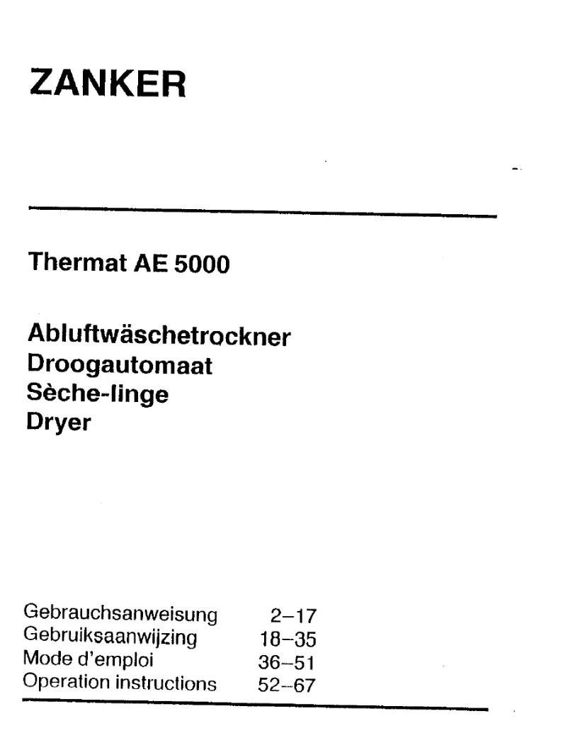 Page n°1 - Manuel utilisateur Zanker AE 5000