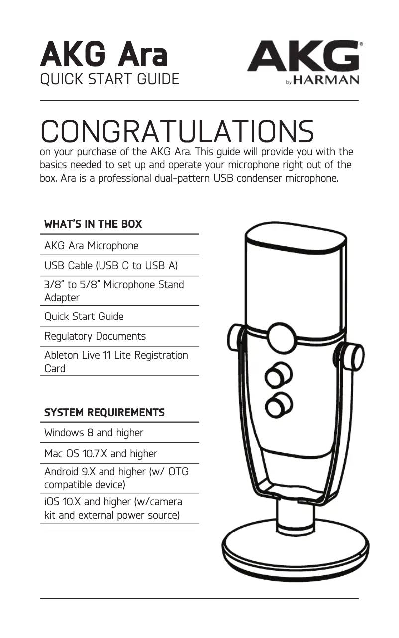 Page n°1 - Manuel utilisateur AKG Ara