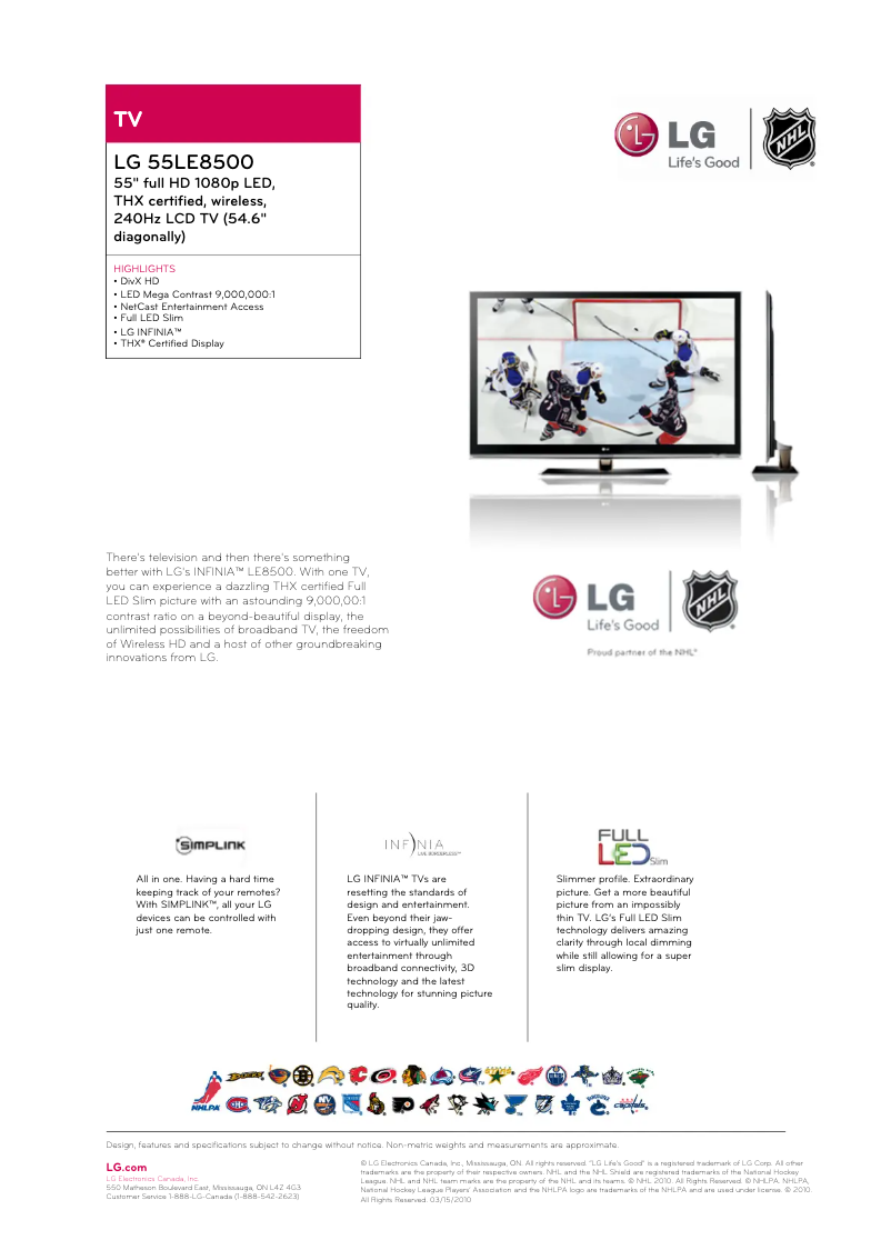 Image de la première page du manuel de l'appareil 55LE8500