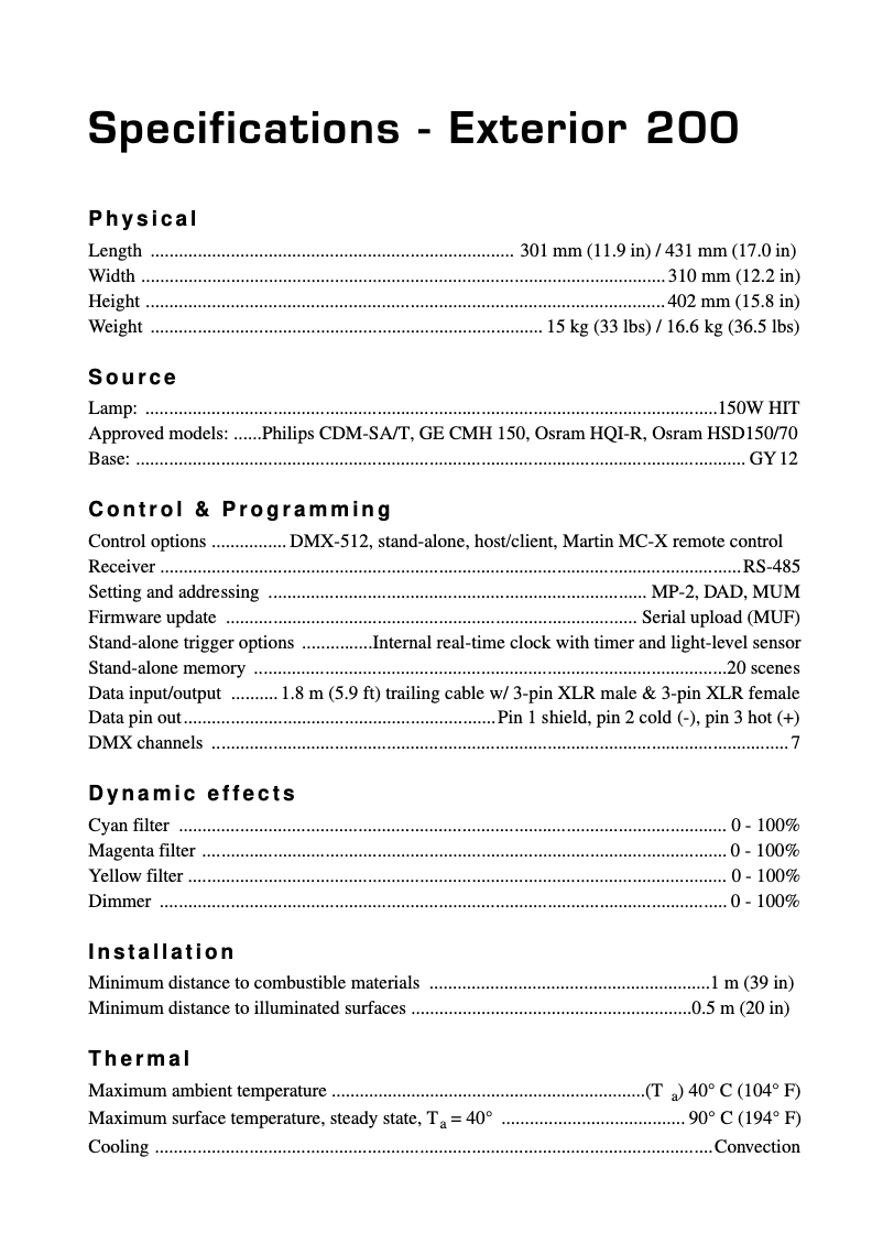 Image de la première page du manuel de l'appareil Exterior 200