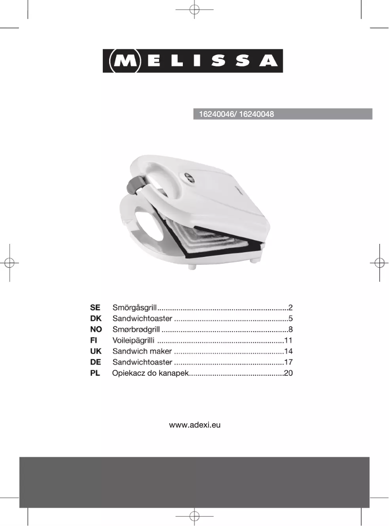 Page 1 de la notice Manuel utilisateur Melissa 16240046