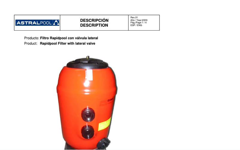 Image de la première page du manuel de l'appareil Rapidpool