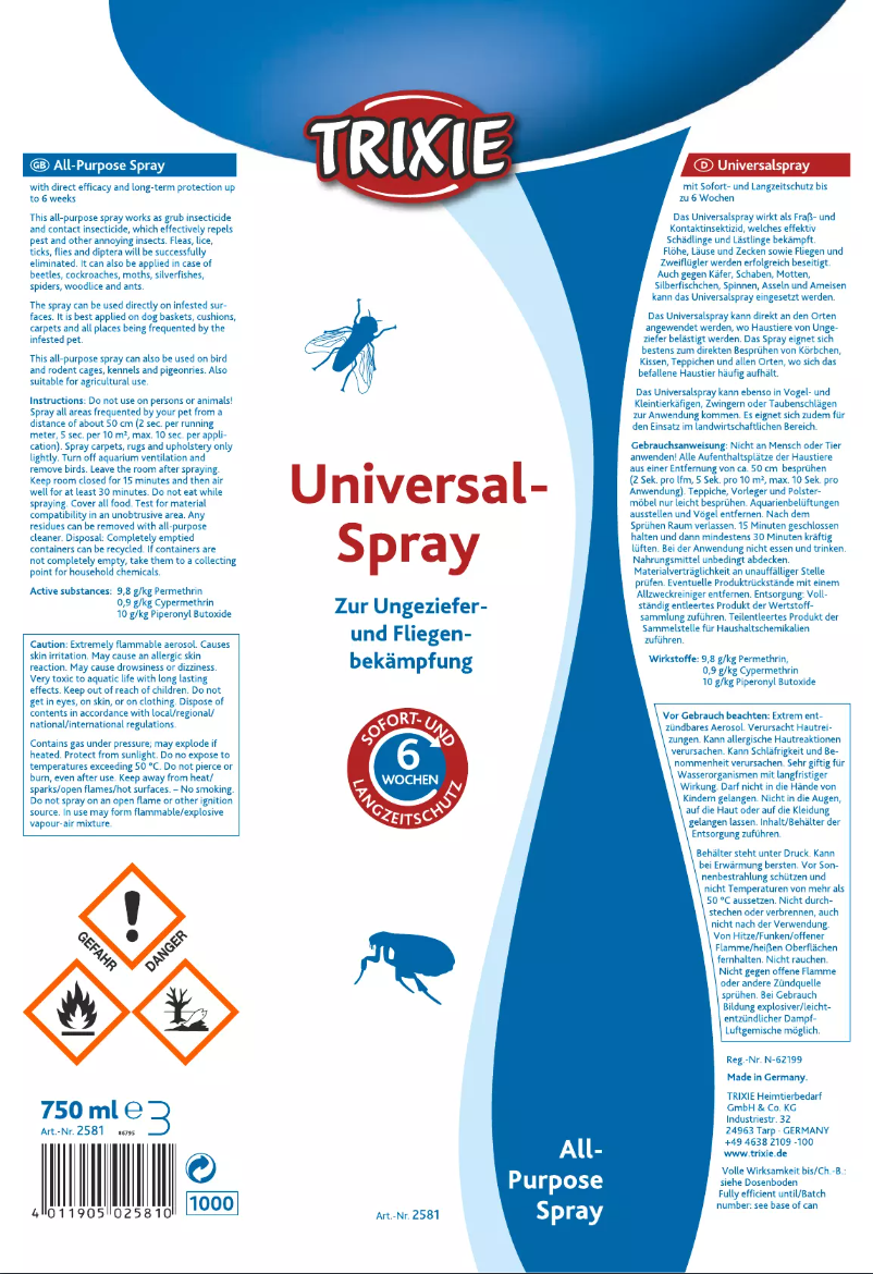 Page 1 de la notice Manuel utilisateur Trixie Universal-Spray 2581