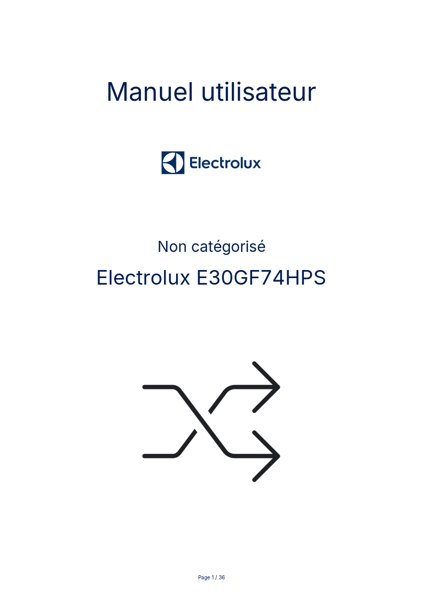 Page n°1 - Manuel utilisateur Electrolux E30GF74HPS