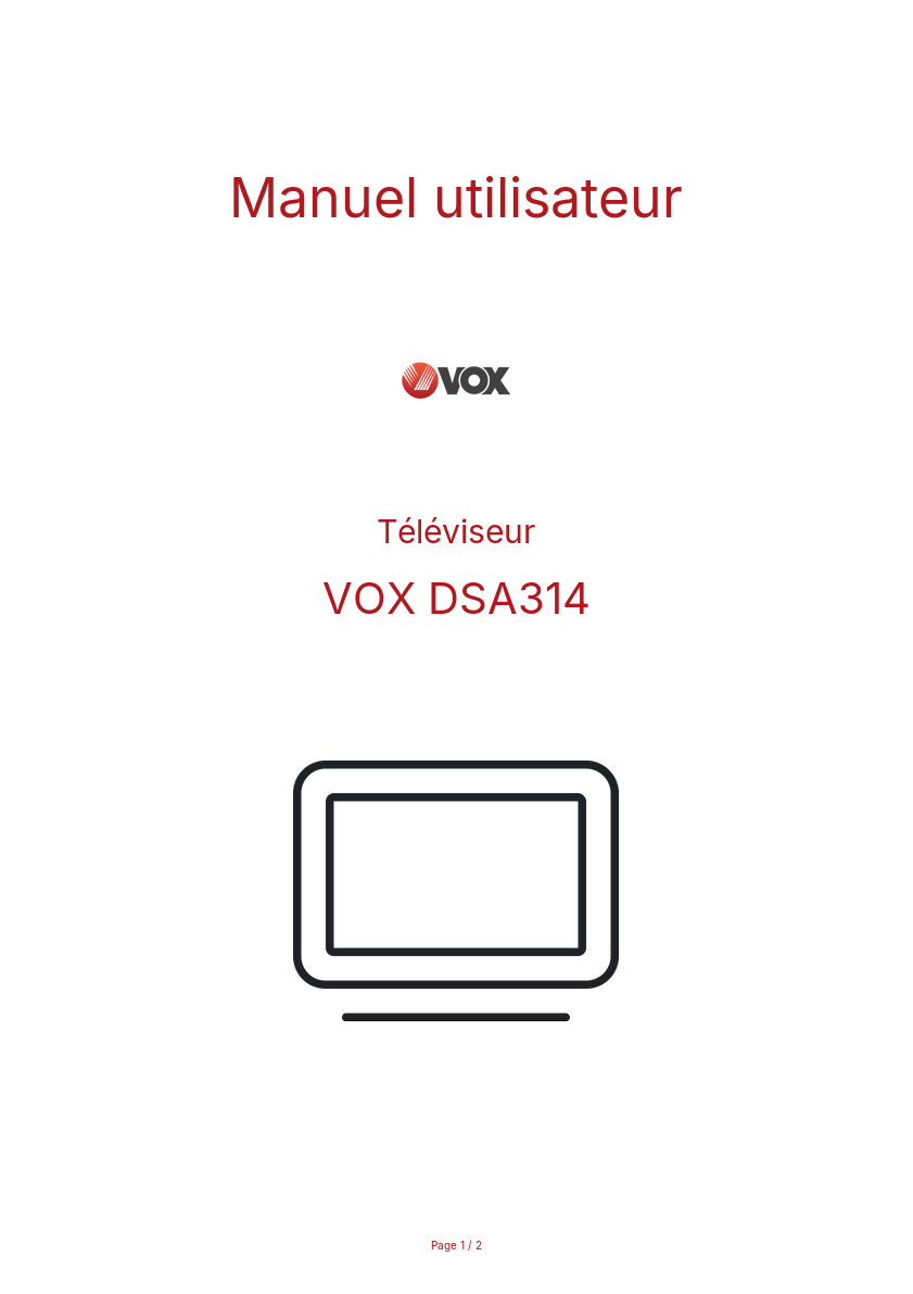 Page n°1 - Manuel utilisateur VOX DSA314