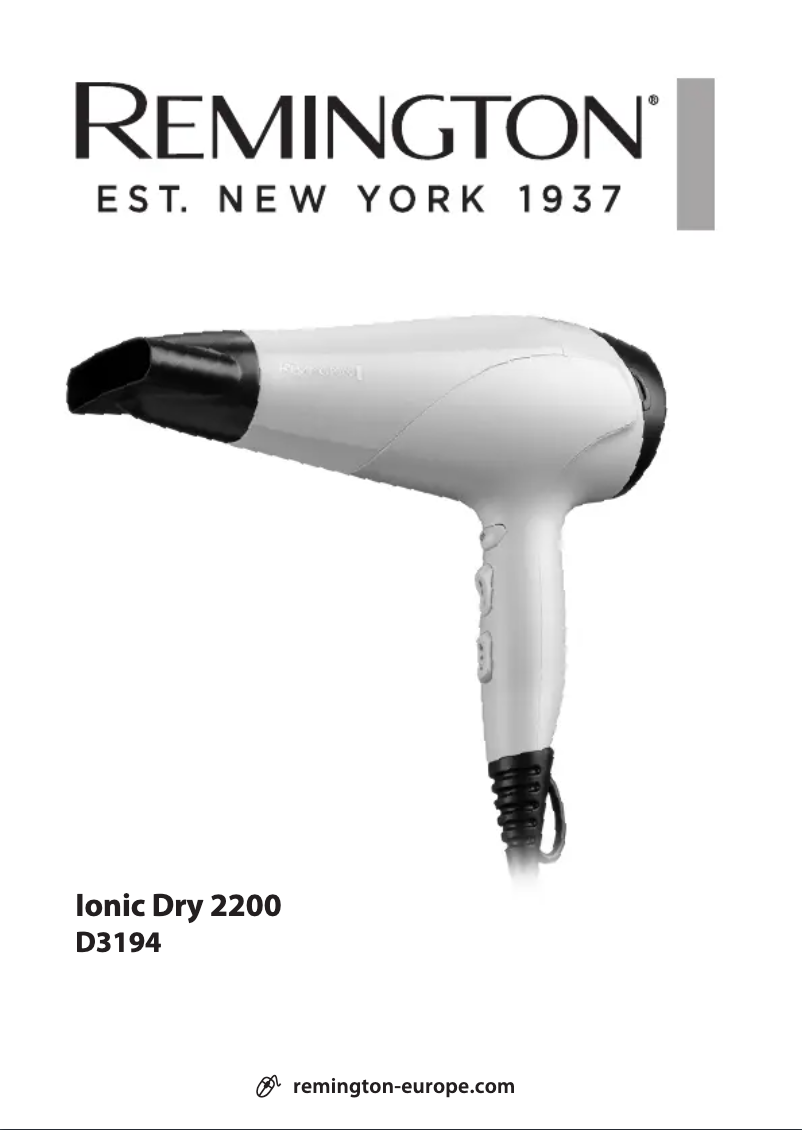 Page n°1 - Manuel utilisateur Remington Ionic 2200 D3194
