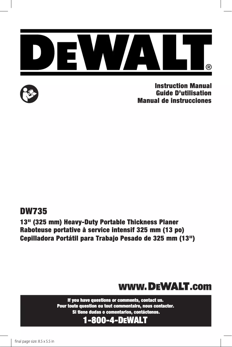 Image de la première page du manuel de l'appareil DW735X