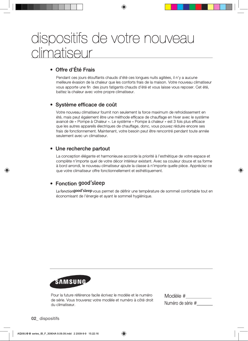 Page 1 de la notice Manuel utilisateur Samsung AQ18UUAN