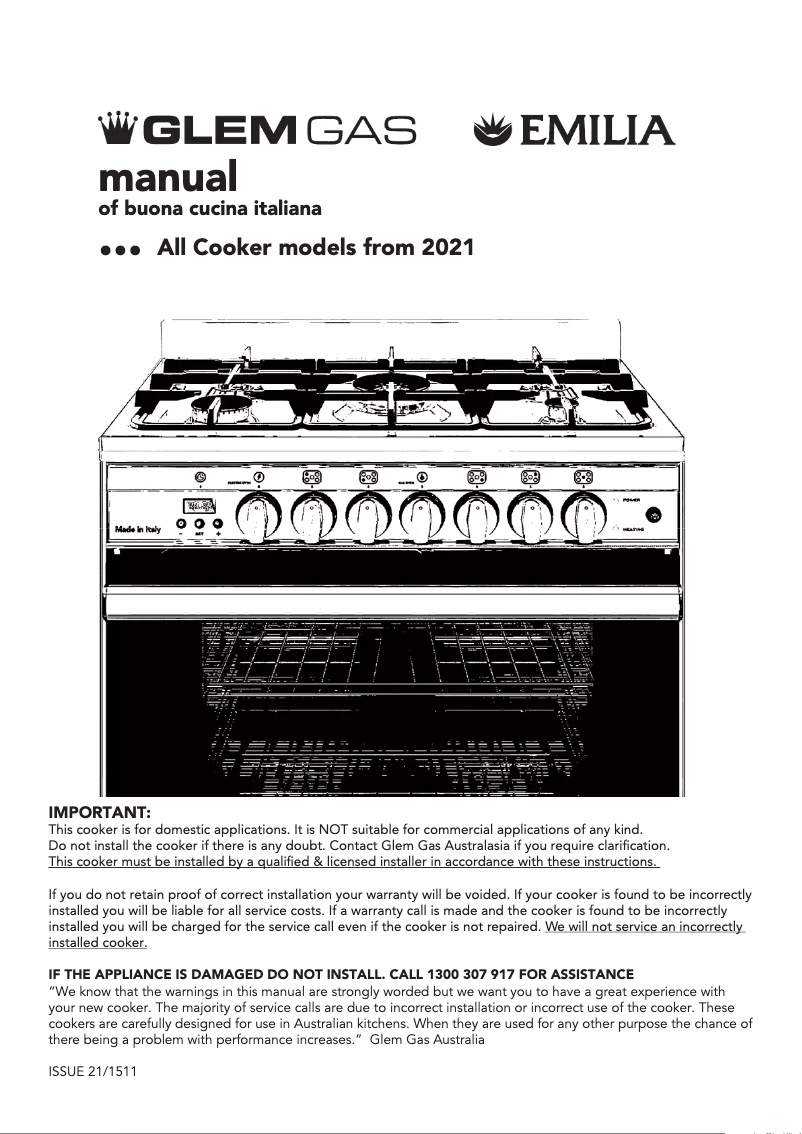 Page 1 de la notice Manuel utilisateur Glem Gas GB865GE