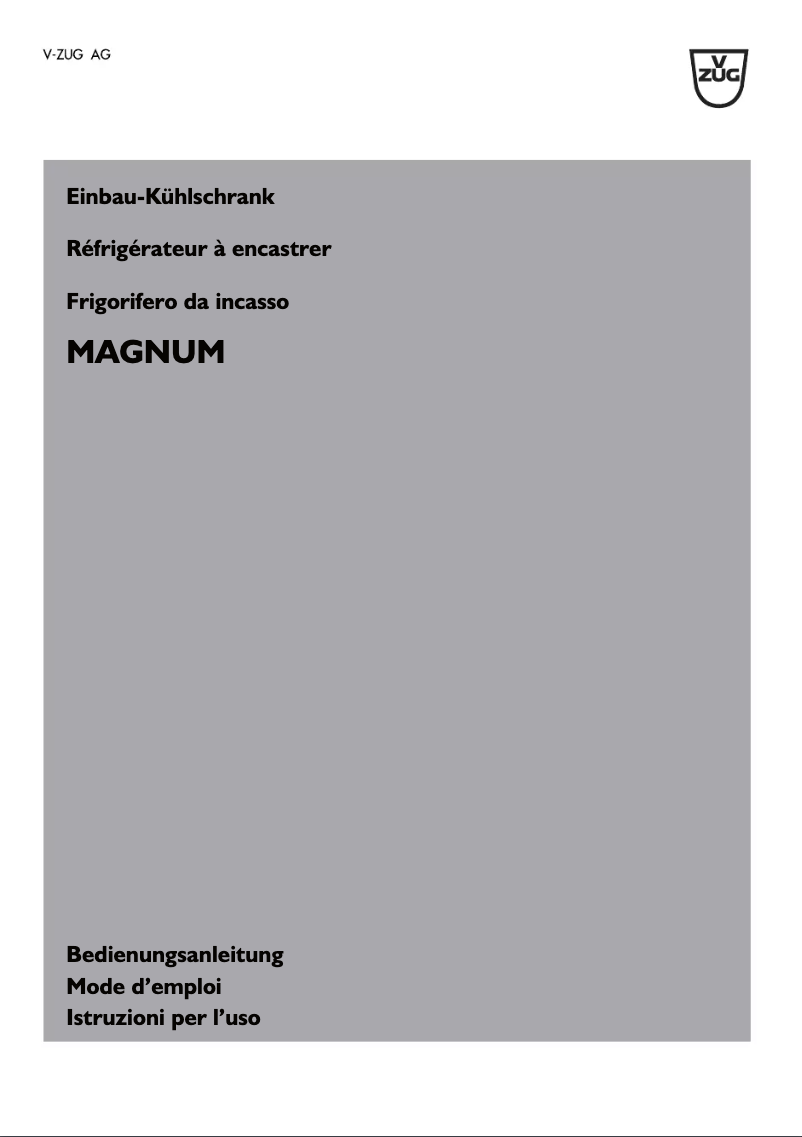 Page n°1 - Manuel utilisateur V-Zug Magnum ECO