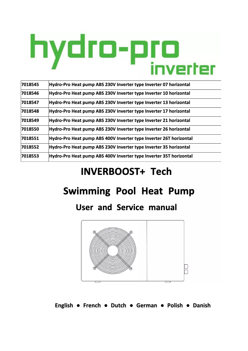 Page n°1 - Manuel utilisateur Hydro-Pro Inverter 35T