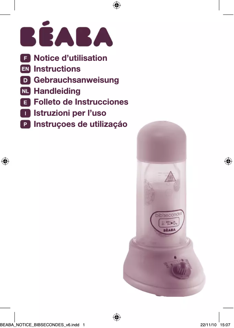 Image de la première page du manuel de l'appareil Bib Secondes