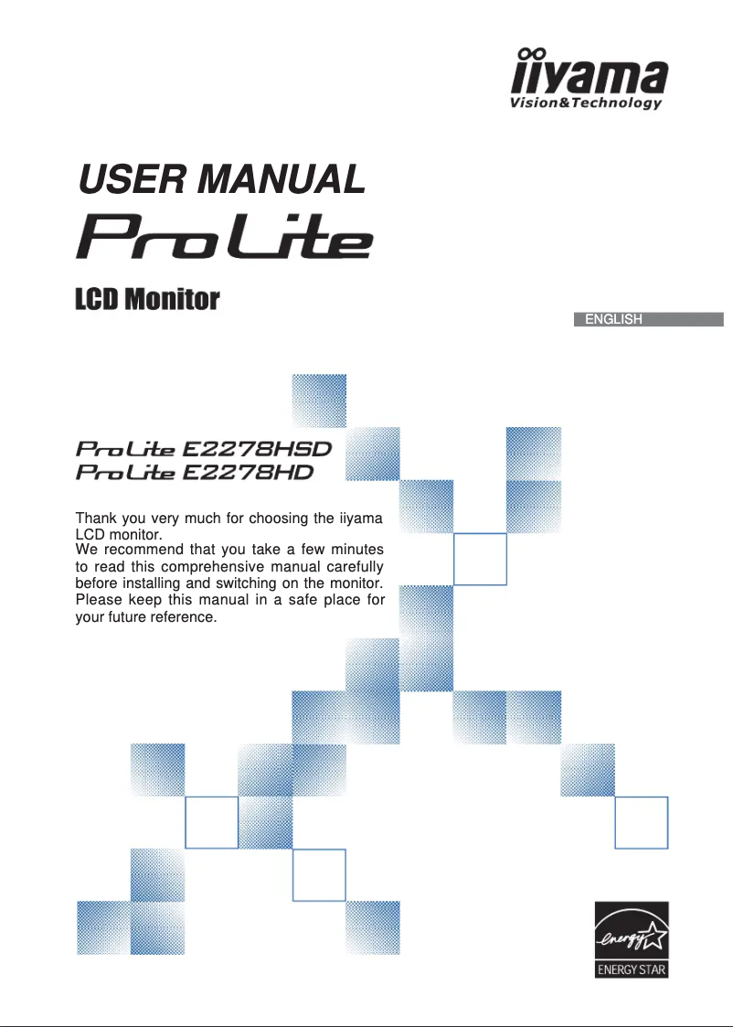 Page n°1 - Manuel utilisateur Iiyama ProLite E2278HD