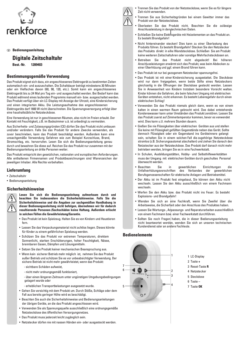 Page 1 de la notice Manuel utilisateur Renkforce EMT2500ET