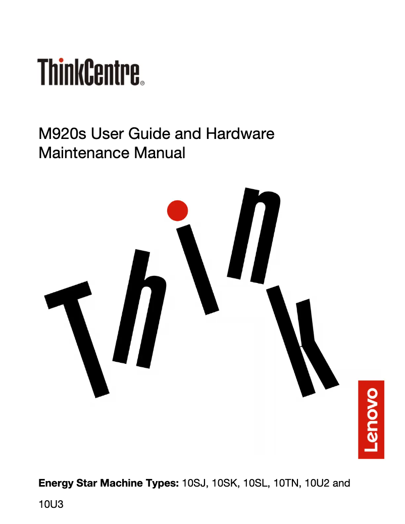 Page 1 de la notice Manuel utilisateur Lenovo ThinkCentre M920s