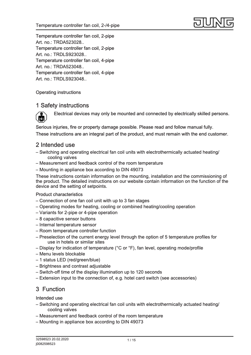 Image de la première page du manuel de l'appareil TRDA523028