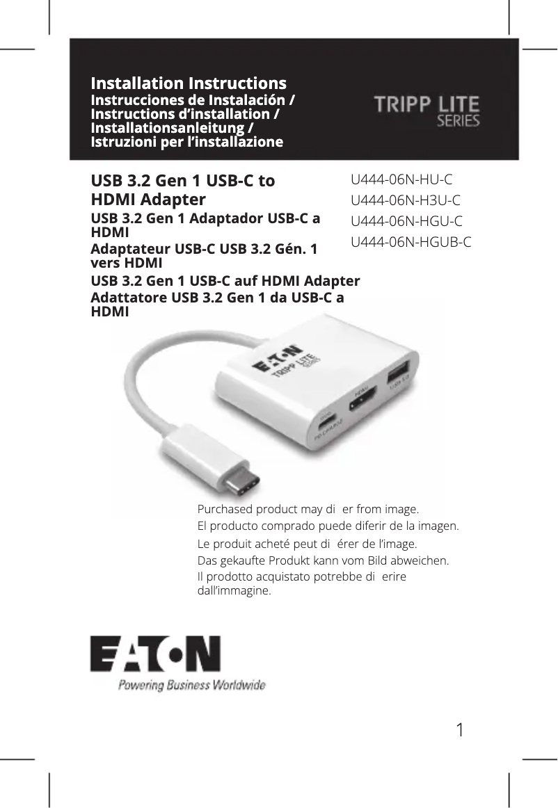 Page n°1 - Manuel utilisateur Tripp Lite U444-06N-HGU-C