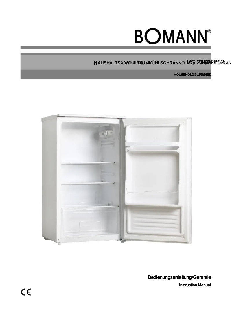 Page 1 de la notice Manuel utilisateur Bomann VS 2262