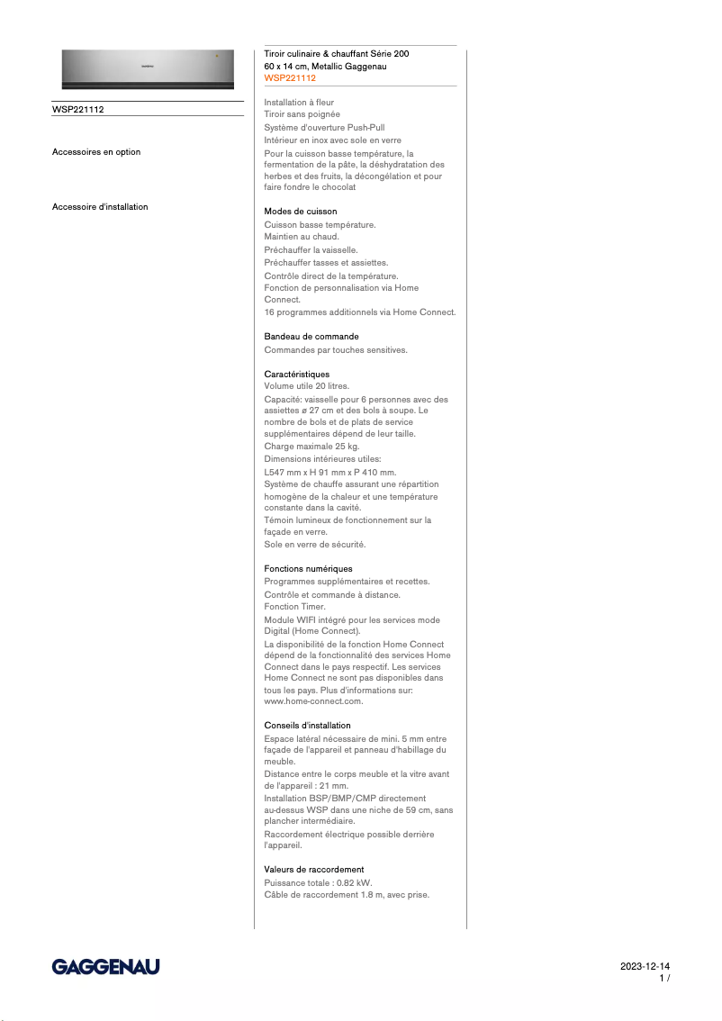 Image de la première page du manuel de l'appareil WSP221112