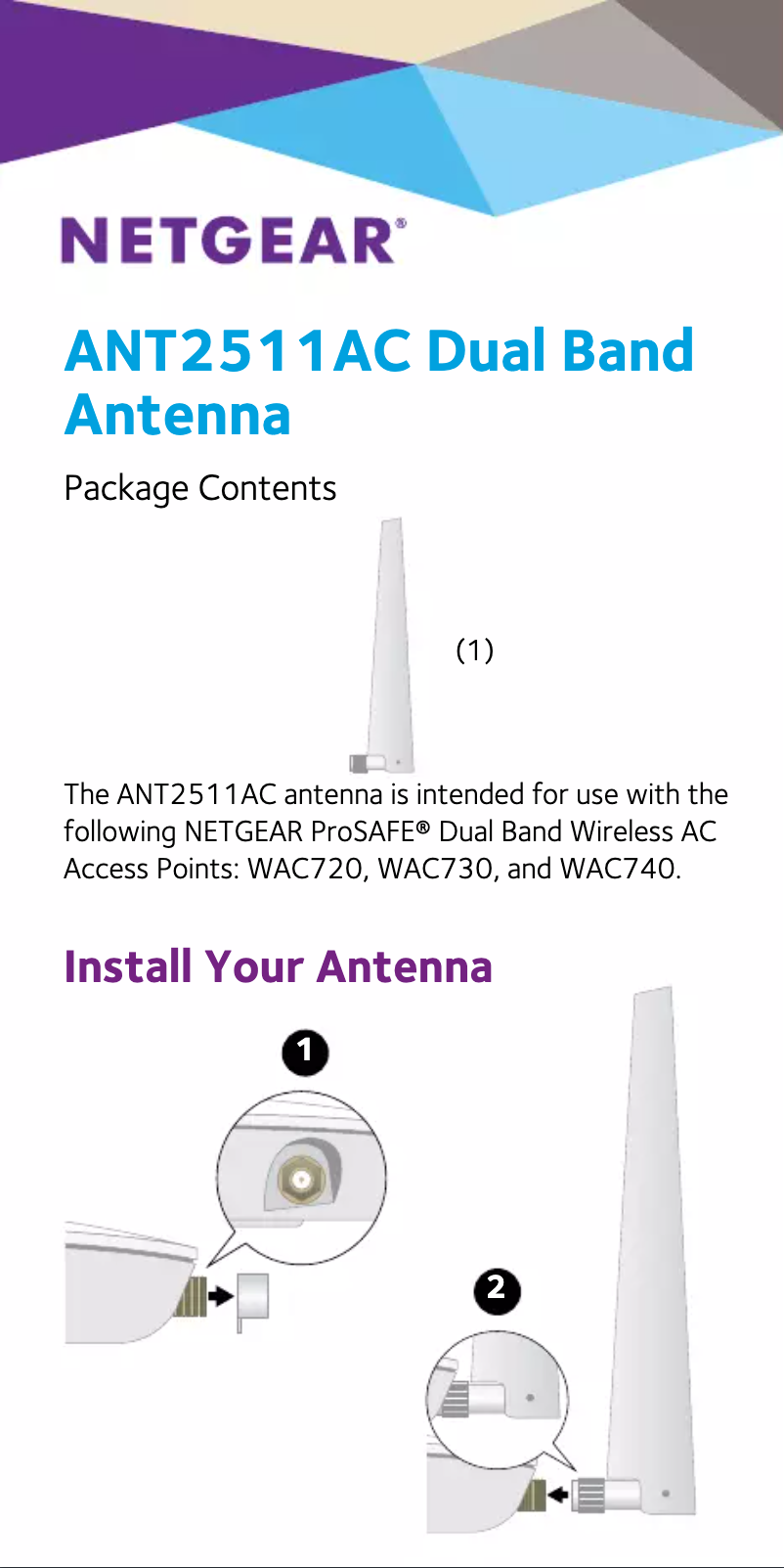 Page 1 de la notice Guide d'installation Netgear ANT2511AC