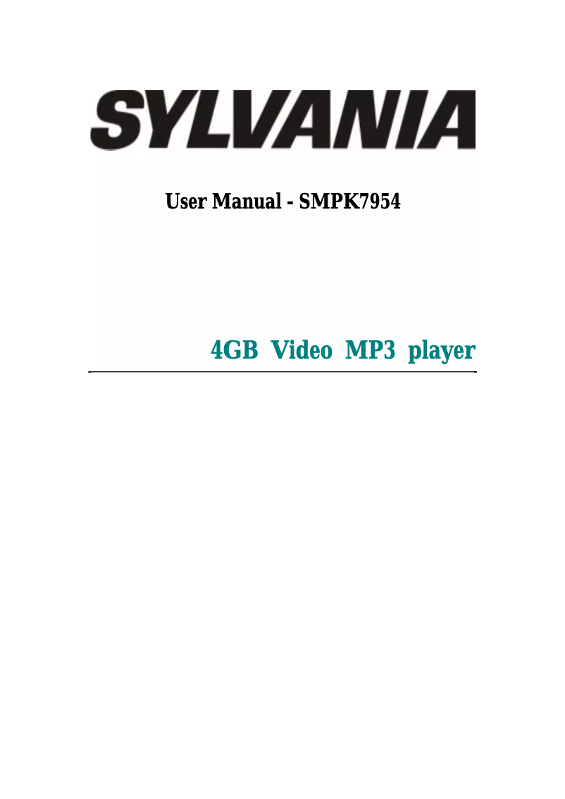 Page 1 de la notice Manuel utilisateur Sylvania SMPK7954