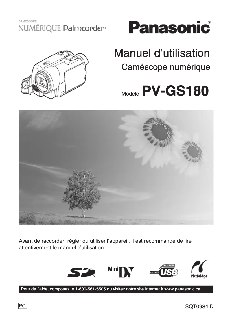 Page 1 de la notice Manuel utilisateur Panasonic PV-GS180