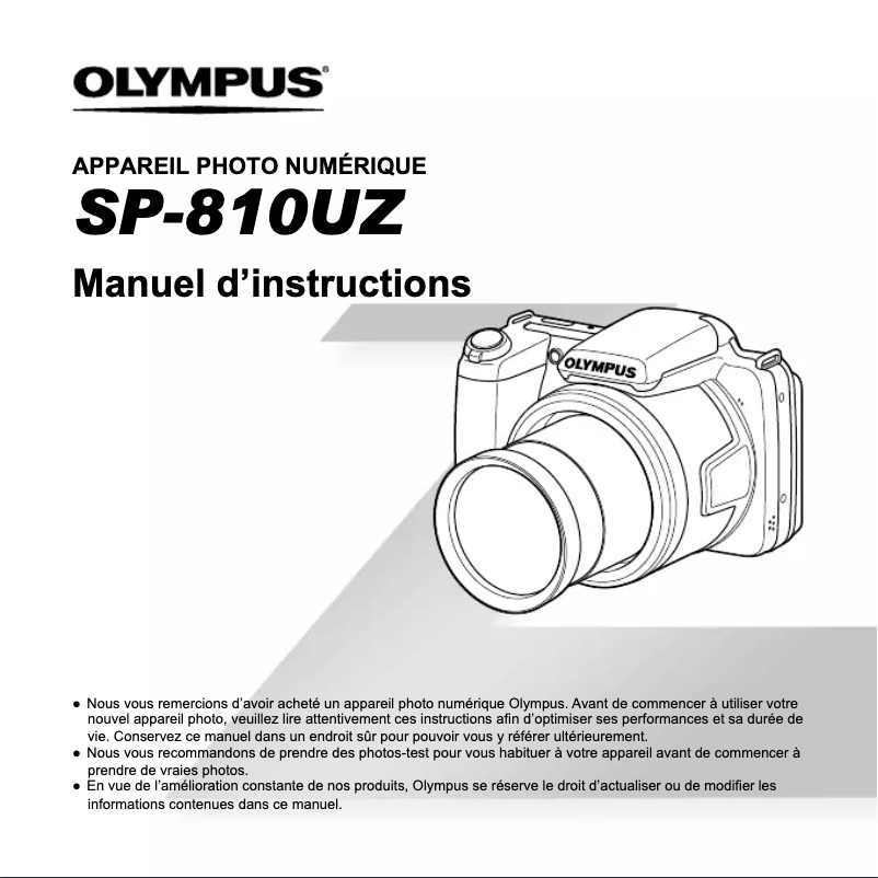 Image de la première page du manuel de l'appareil SP-810UZ