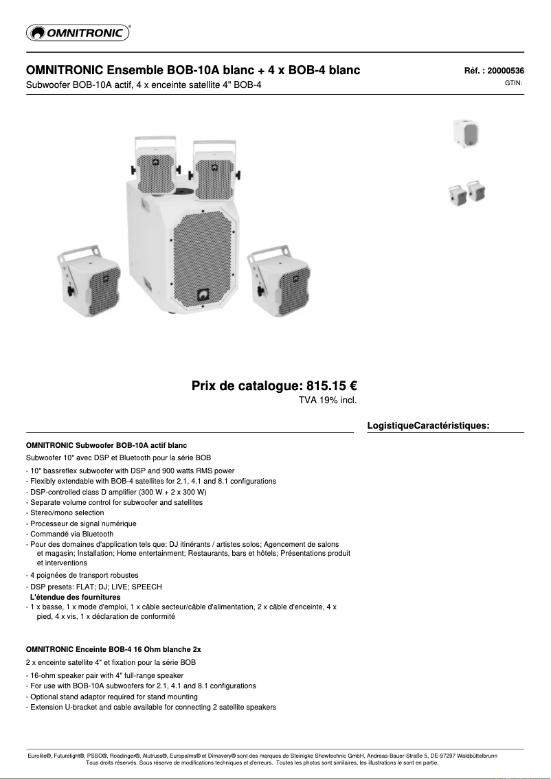 Página 1 del manual Ficha técnica Omnitronic BOB-10A