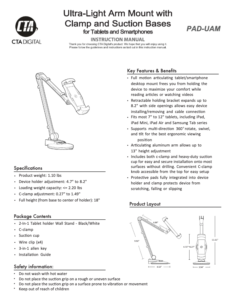 Page 1 de la notice Manuel utilisateur CTA Digital PAD-UAM