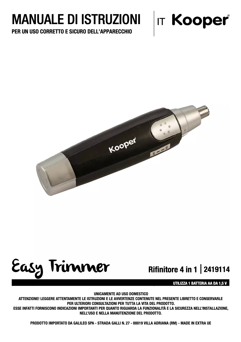 Page 1 de la notice Manuel utilisateur Kooper 2419114
