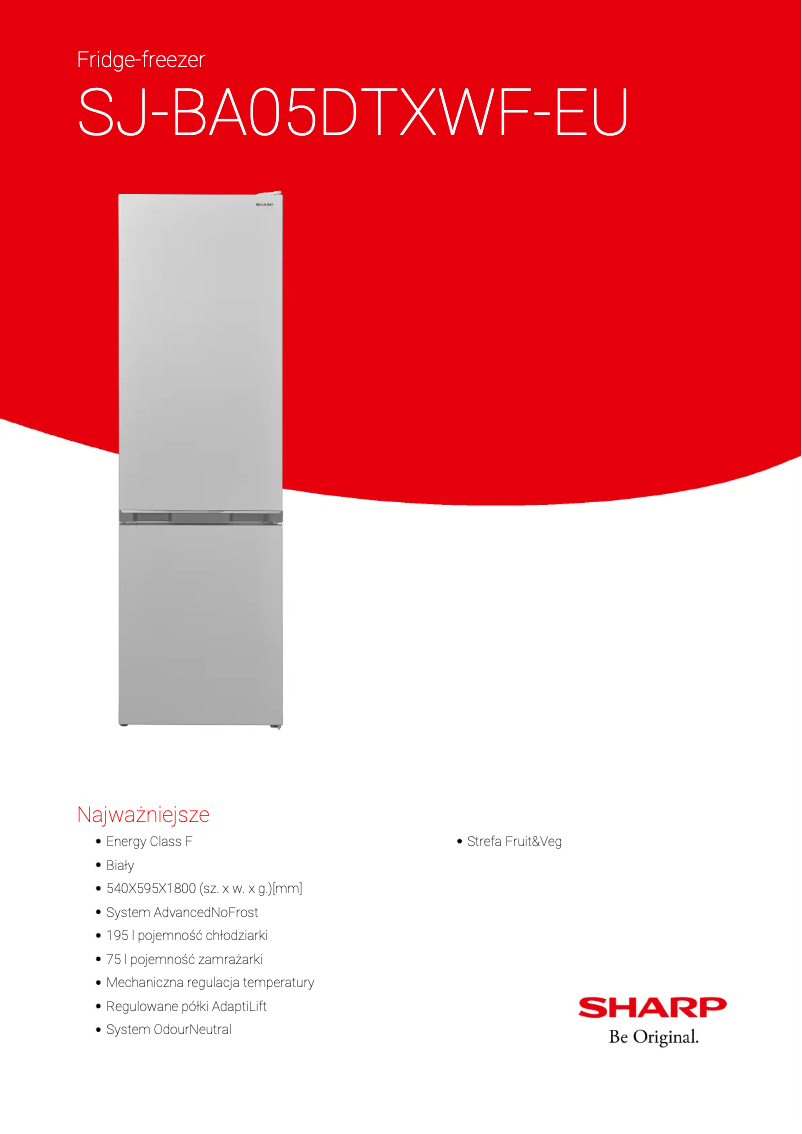 Page n°1 - Fiche technique Sharp SJ-BA05DTXWF-EU