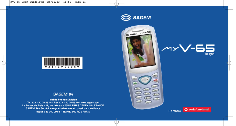 Page n°1 - Manuel utilisateur Sagem myV-65