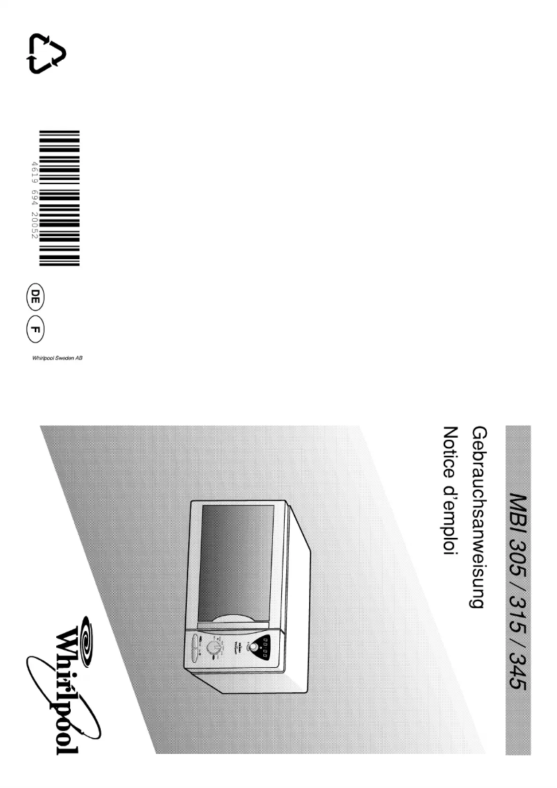 Page 1 de la notice Manuel utilisateur Whirlpool A MBI 305