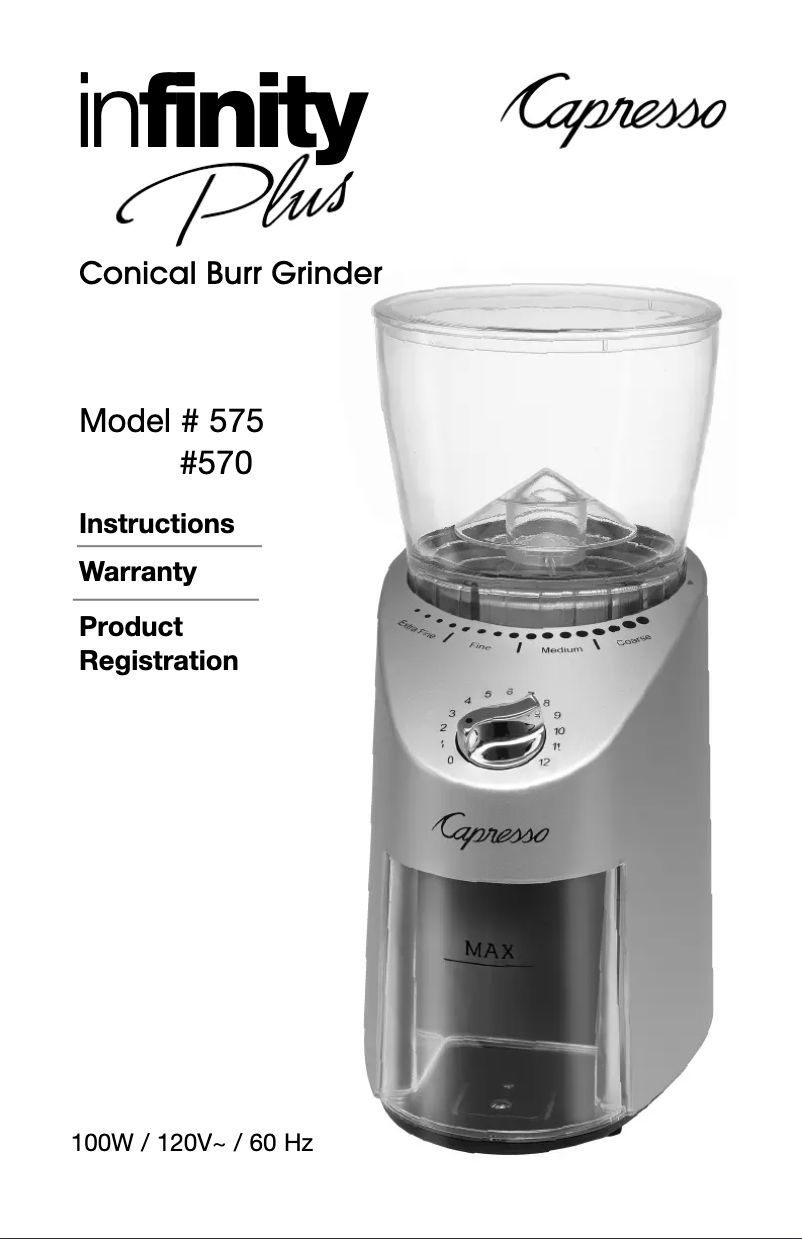 Page n°1 - Manuel utilisateur Capresso Infinity Plus 570