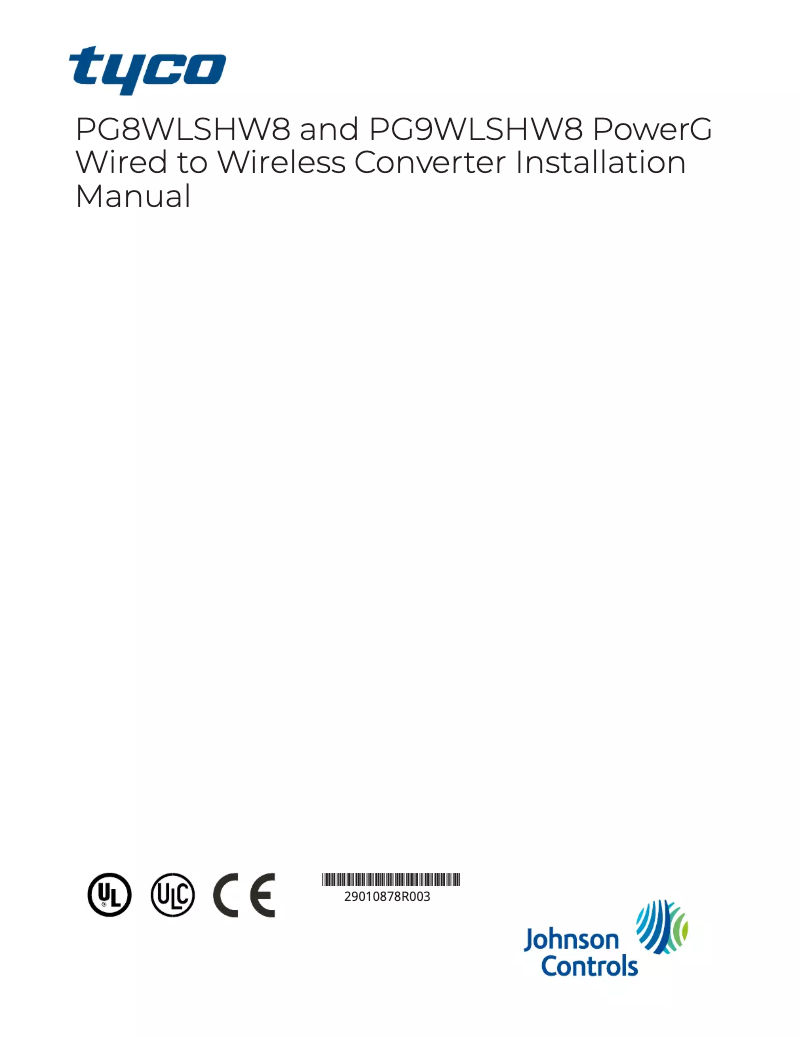 Page 1 de la notice Manuel utilisateur Tyco PowerG PG9WLSHW8