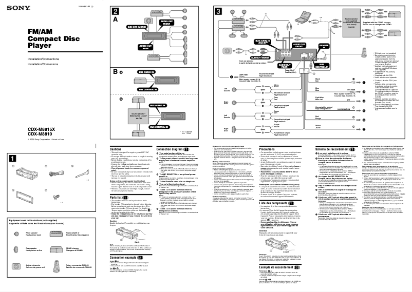 Page n°1 - Guide d'installation Sony CDX-M8810